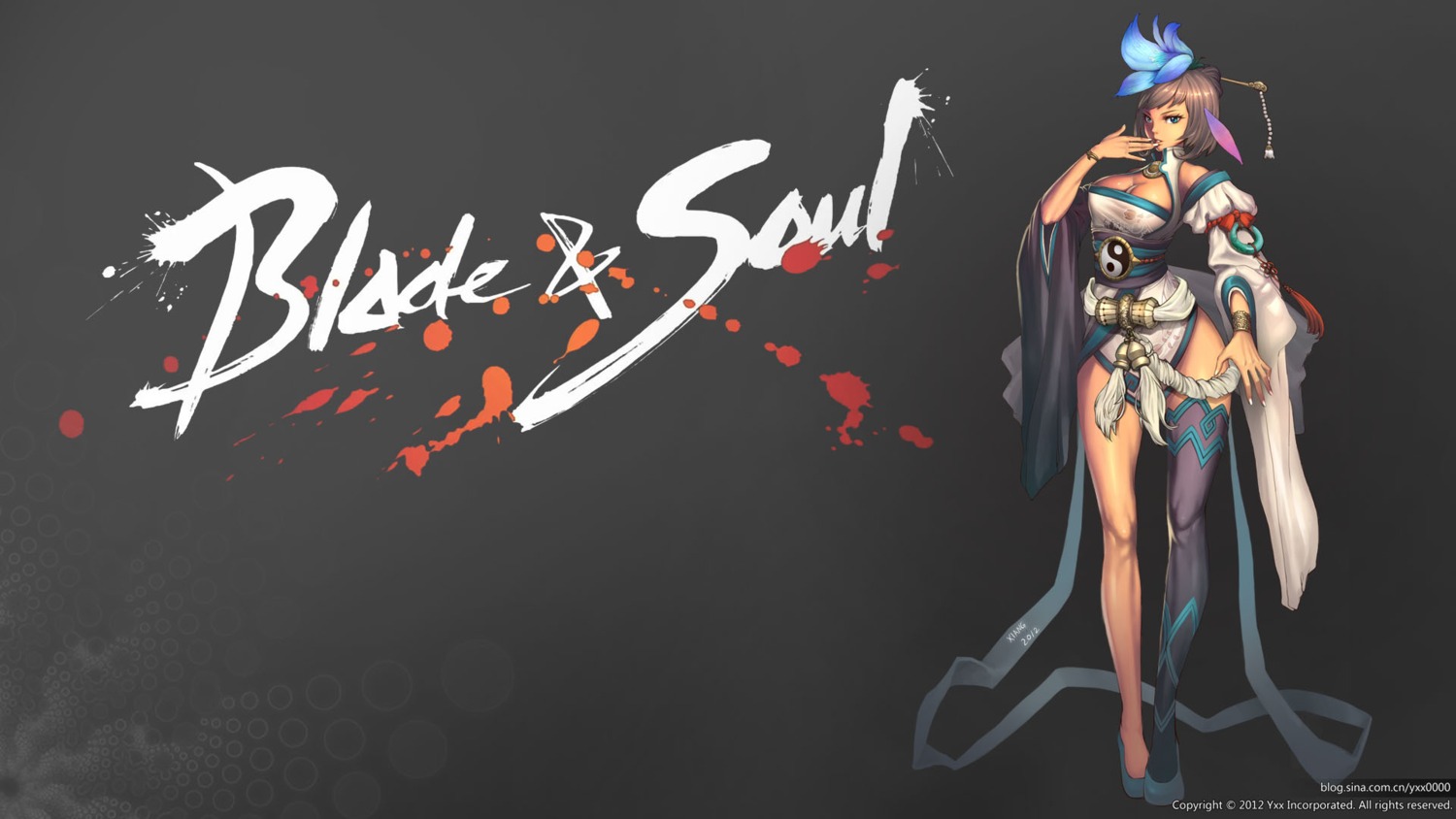 blade_&_soul cleavage thighhighs wallpaper xiang