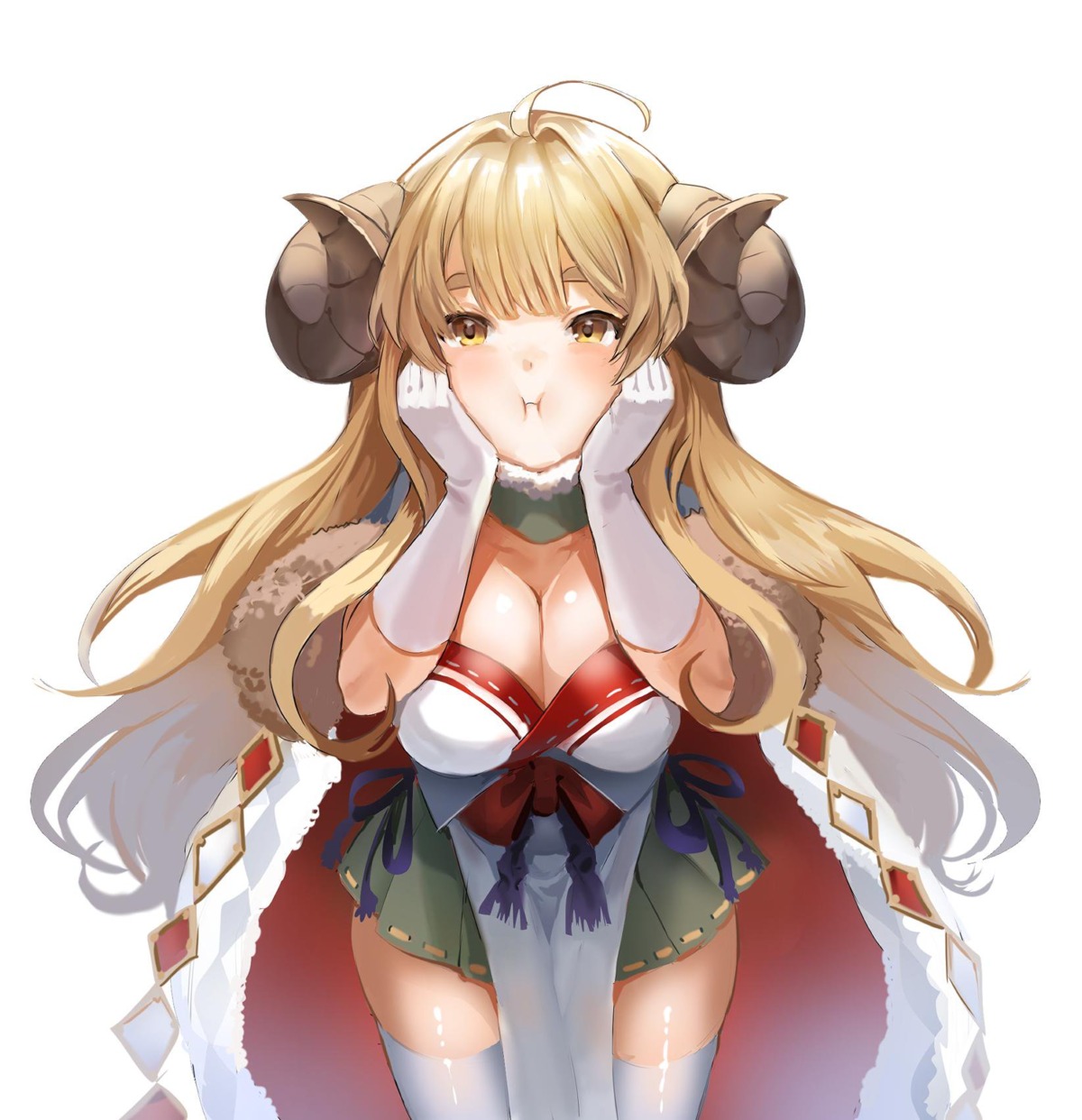 anila_(granblue_fantasy) breast_hold cleavage granblue_fantasy horns japanese_clothes tagme thighhighs