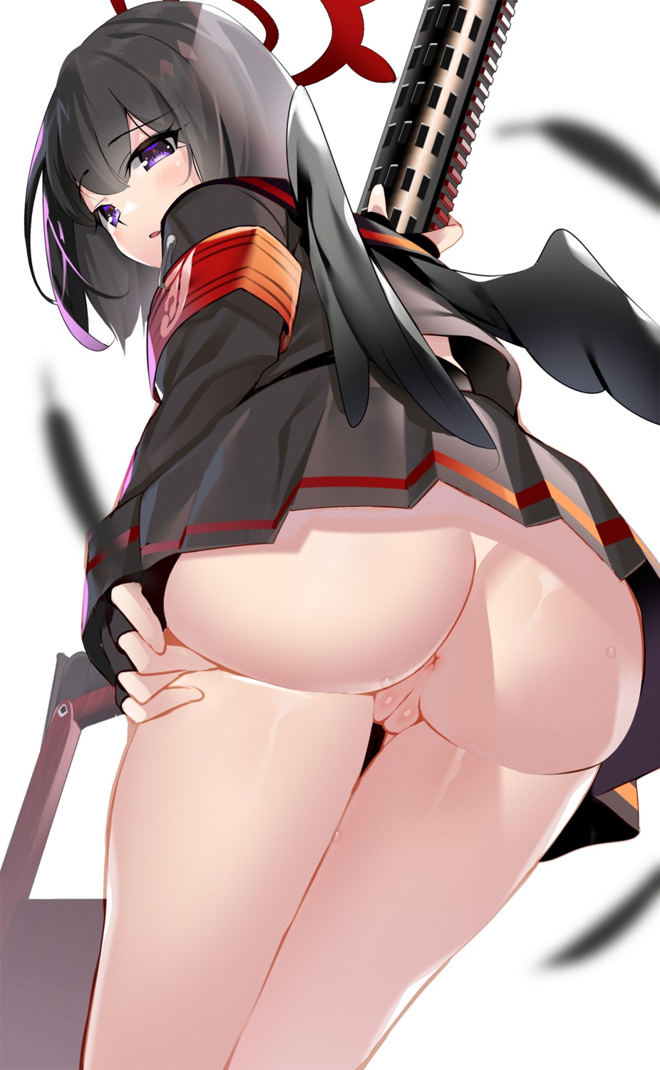 angel anus ass blue_archive machimura_komori pussy seifuku shizuyama_mashiro uncensored weapon wings