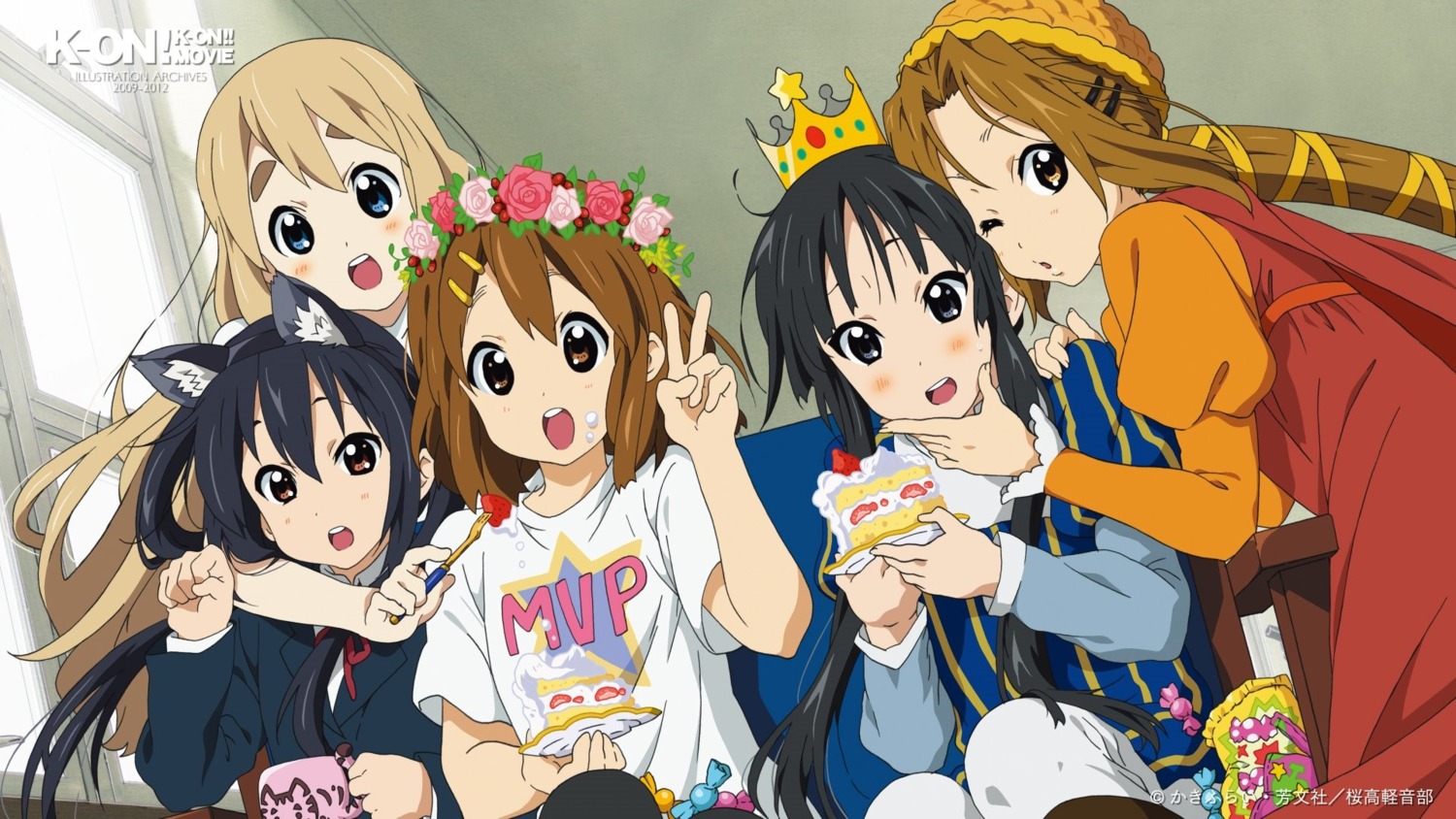 akiyama_mio animal_ears hirasawa_yui k-on! kotobuki_tsumugi muta_ryouhei nakano_azusa nekomimi seifuku tainaka_ritsu thighhighs wallpaper