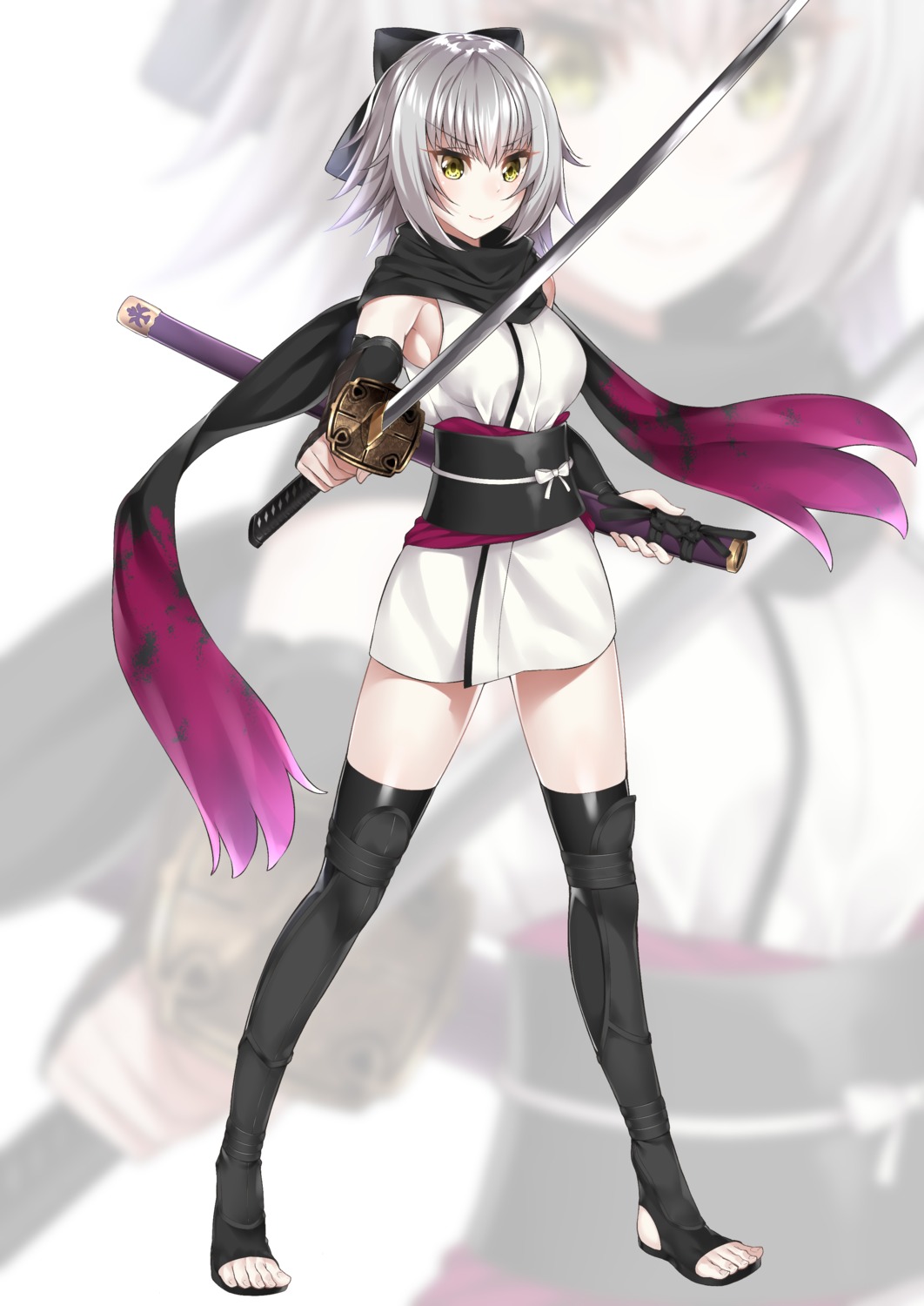 cosplay fate/grand_order japanese_clothes jeanne_d'arc jeanne_d'arc_(alter)_(fate) sword thighhighs watosu