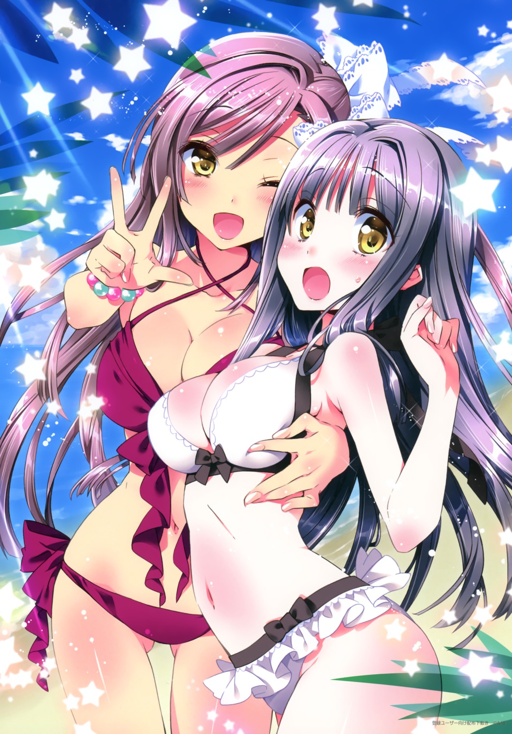 bikini cleavage kamiya_maneki relations._sister_x_sister. swimsuits