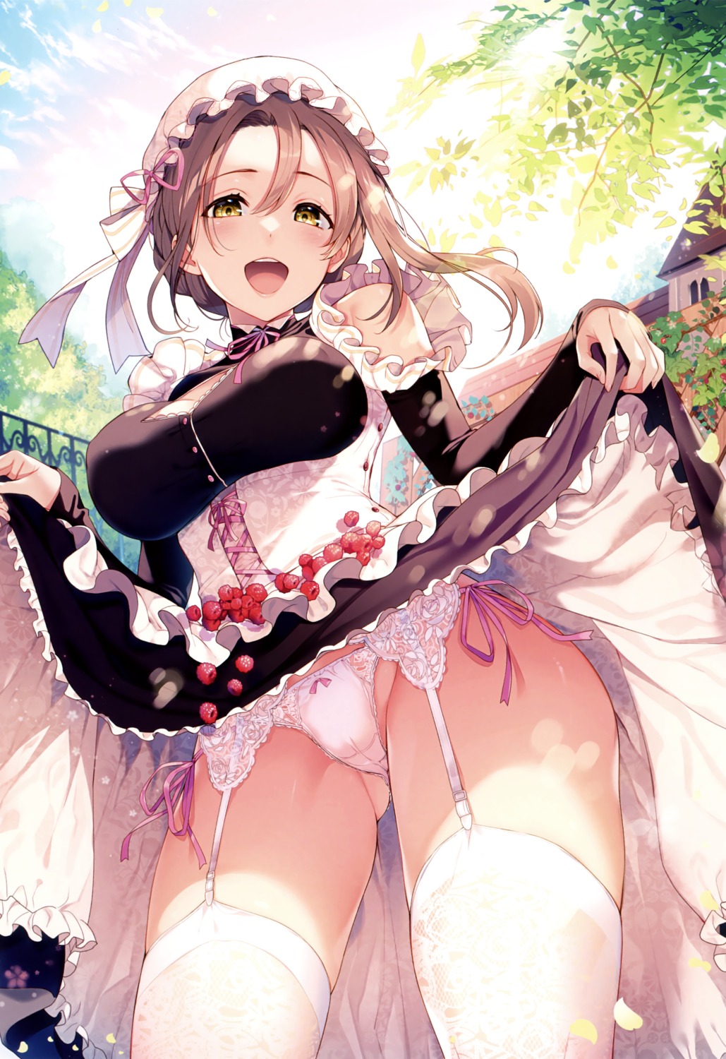 garter_belt kat_(bu-kunn) maid pantsu skirt_lift stockings string_panties thighhighs