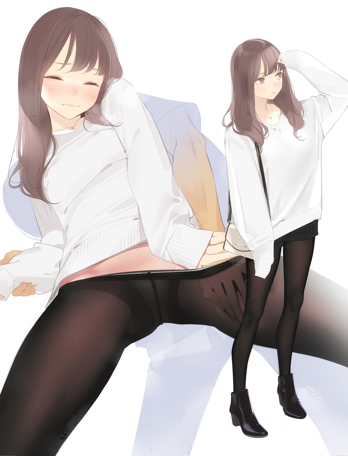 ama_mitsuki heels pantsu panty_pull pantyhose sweater