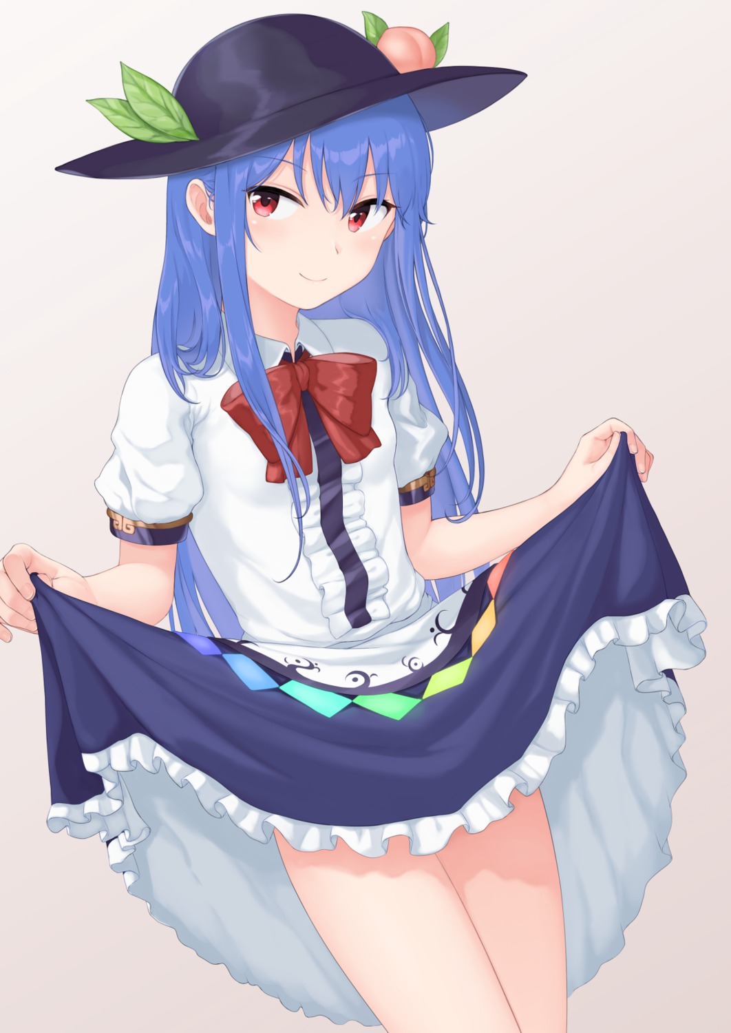 hinanawi_tenshi momo_retasu skirt_lift touhou