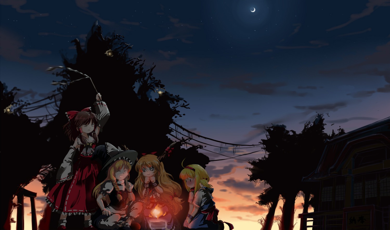 alice_margatroid aruru_no_zaki hakurei_reimu ibuki_suika kirisame_marisa shanghai_doll touhou