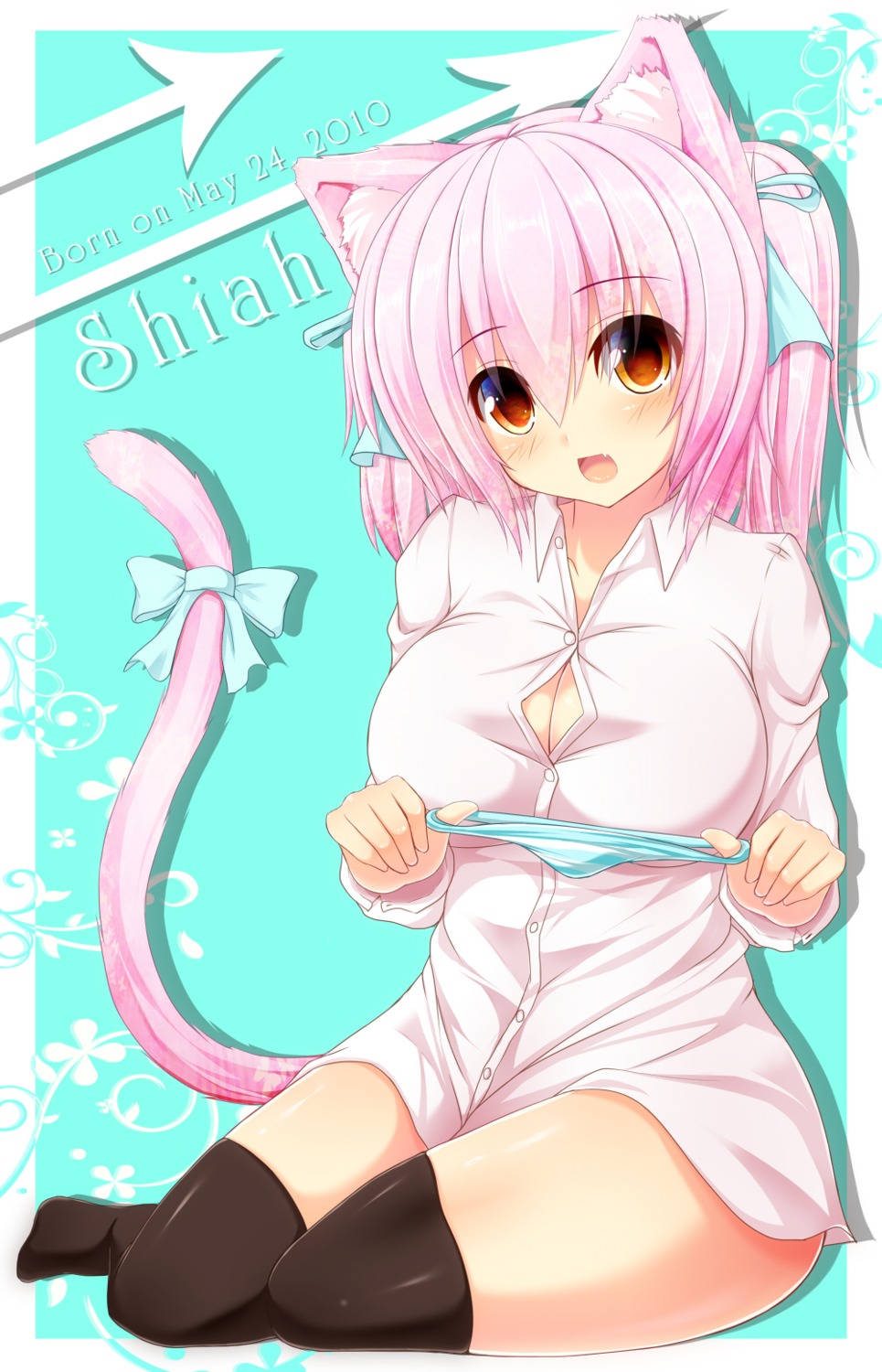 animal_ears cleavage nekomimi pantsu shia_flatpaddy syroh tail thighhighs