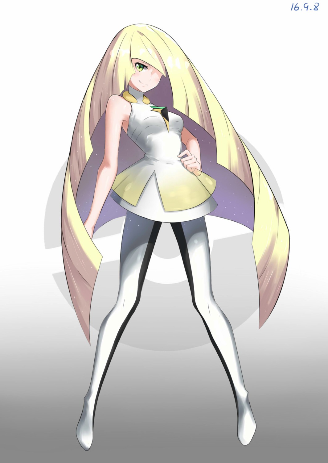 dress lusamine_(pokemon) neko_(artist) pantyhose pokemon pokemon_sm pokemon_usum