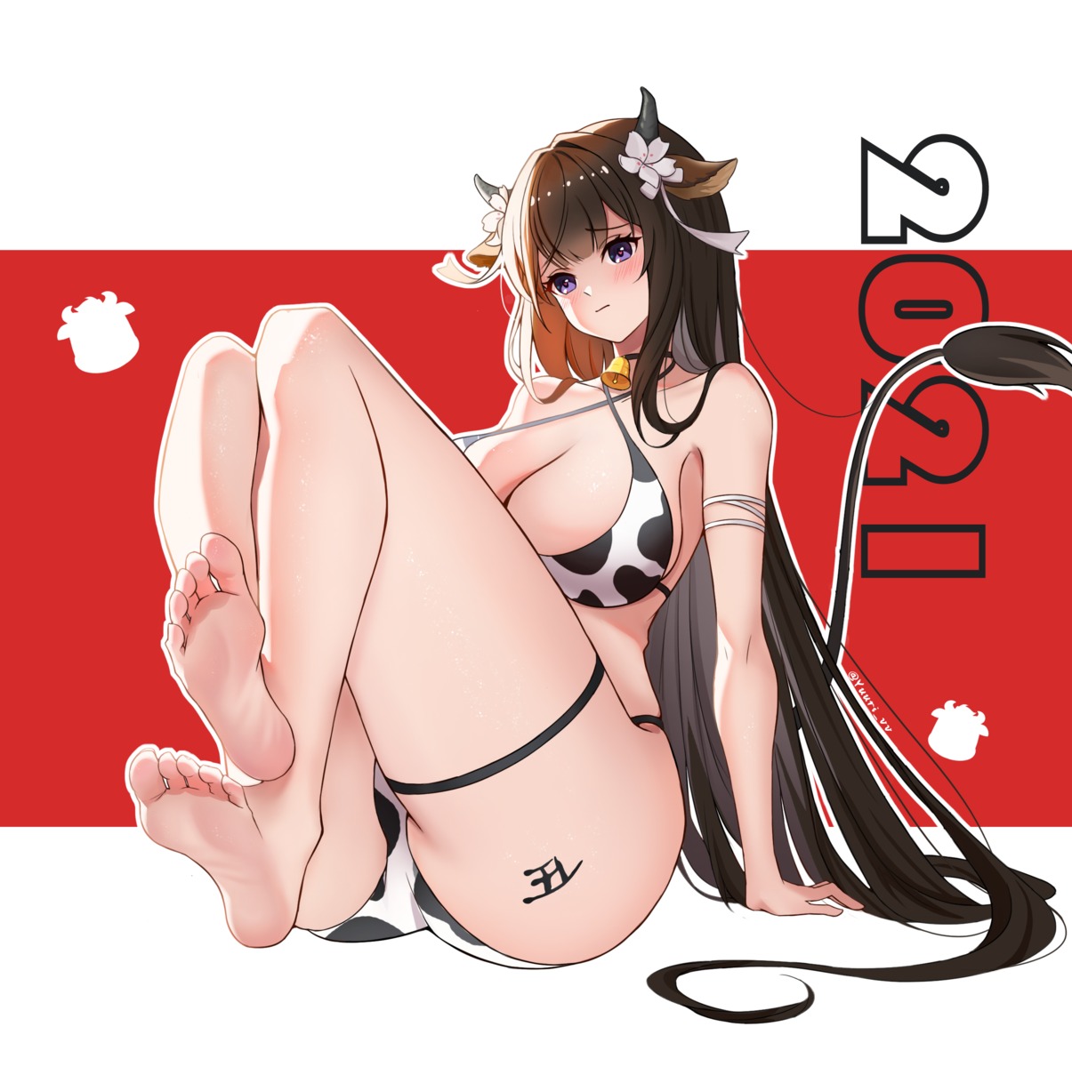 animal_ears azur_lane bikini feet garter horns kashino_(azur_lane) swimsuits tail yuuri_vv