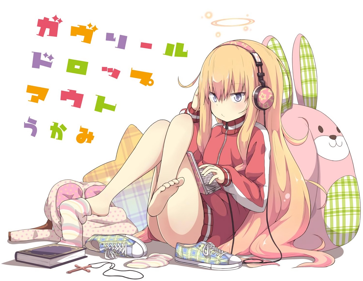 feet gabriel_dropout headphones nopan tenma_gabriel_white ukami