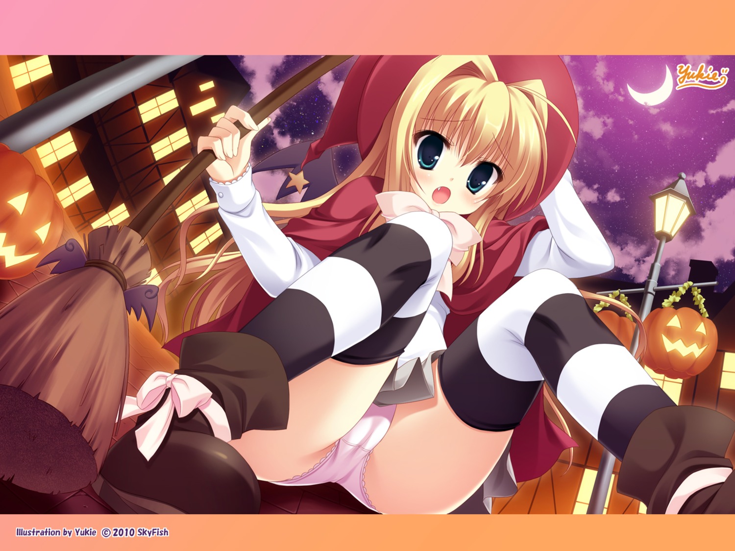 cameltoe halloween pantsu skyfish thighhighs wallpaper witch yukie