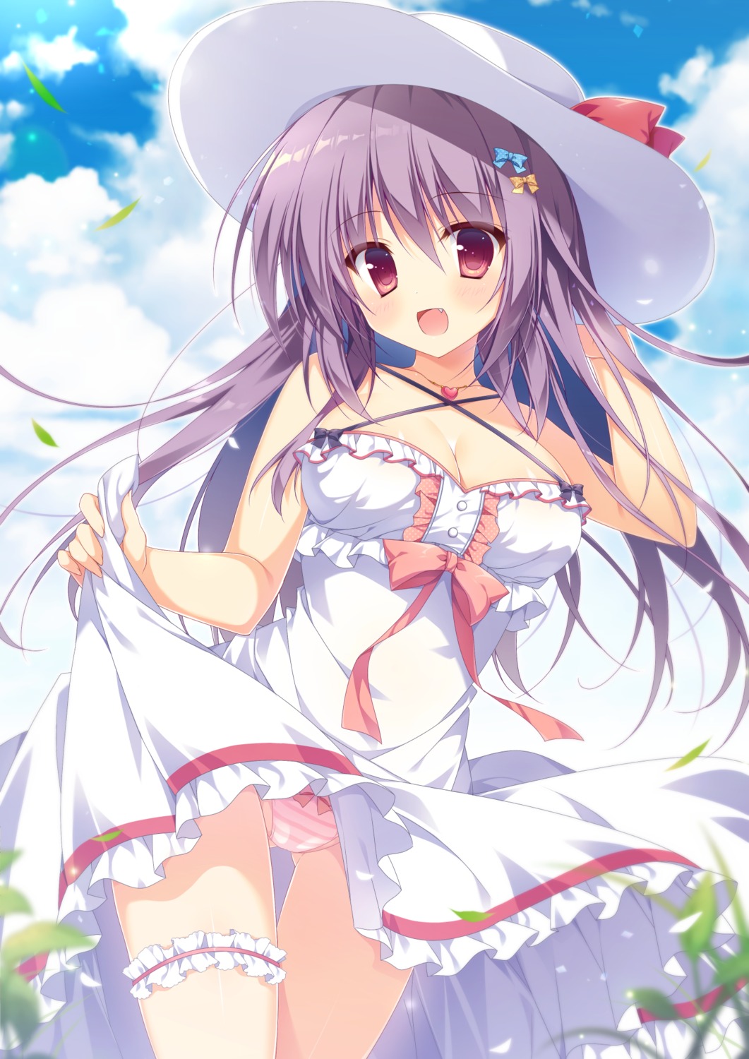 cleavage dress garter pantsu pimopi shimapan skirt_lift summer_dress