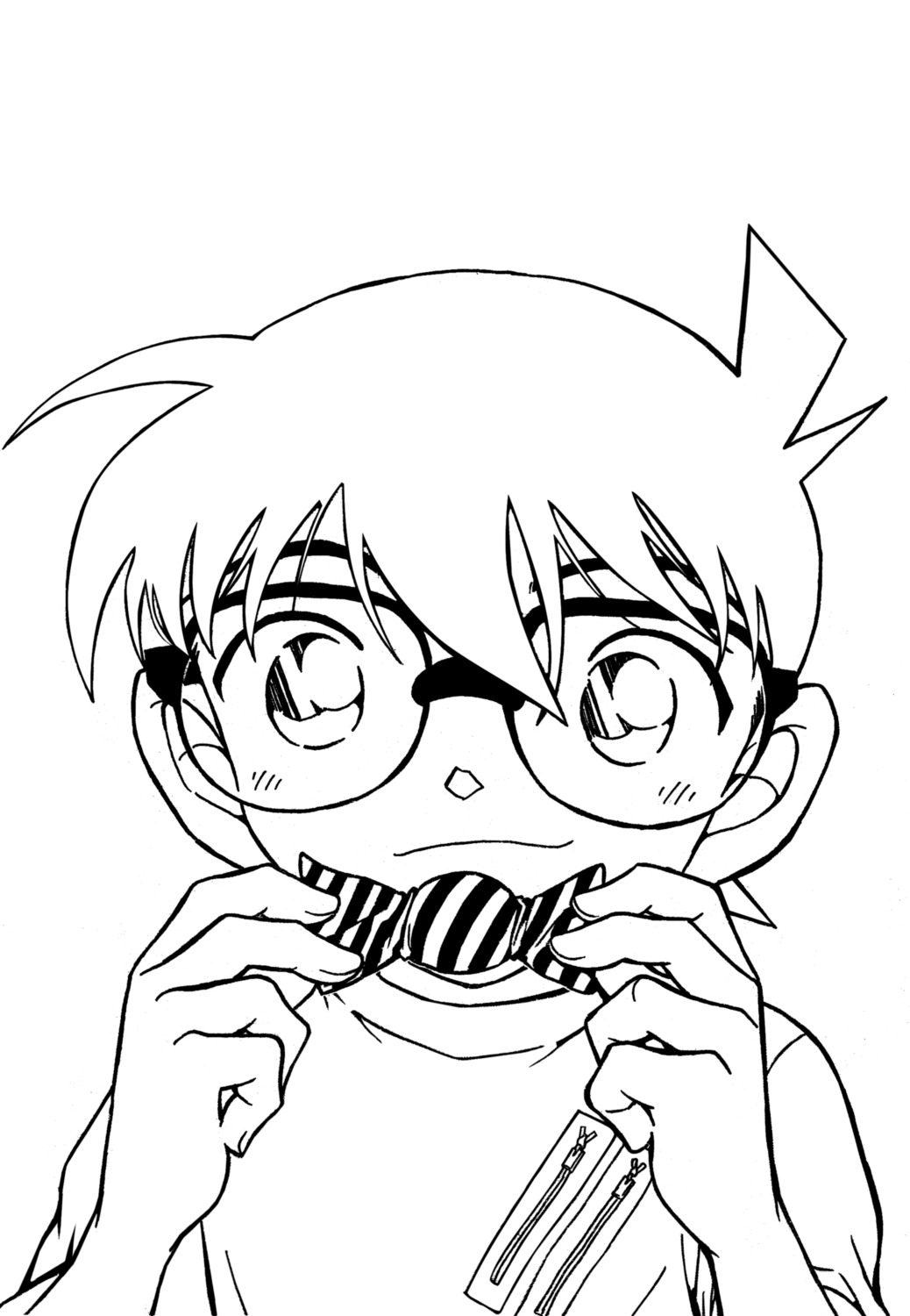 aoyama_goushou detective_conan edogawa_conan line_art male megane monochrome