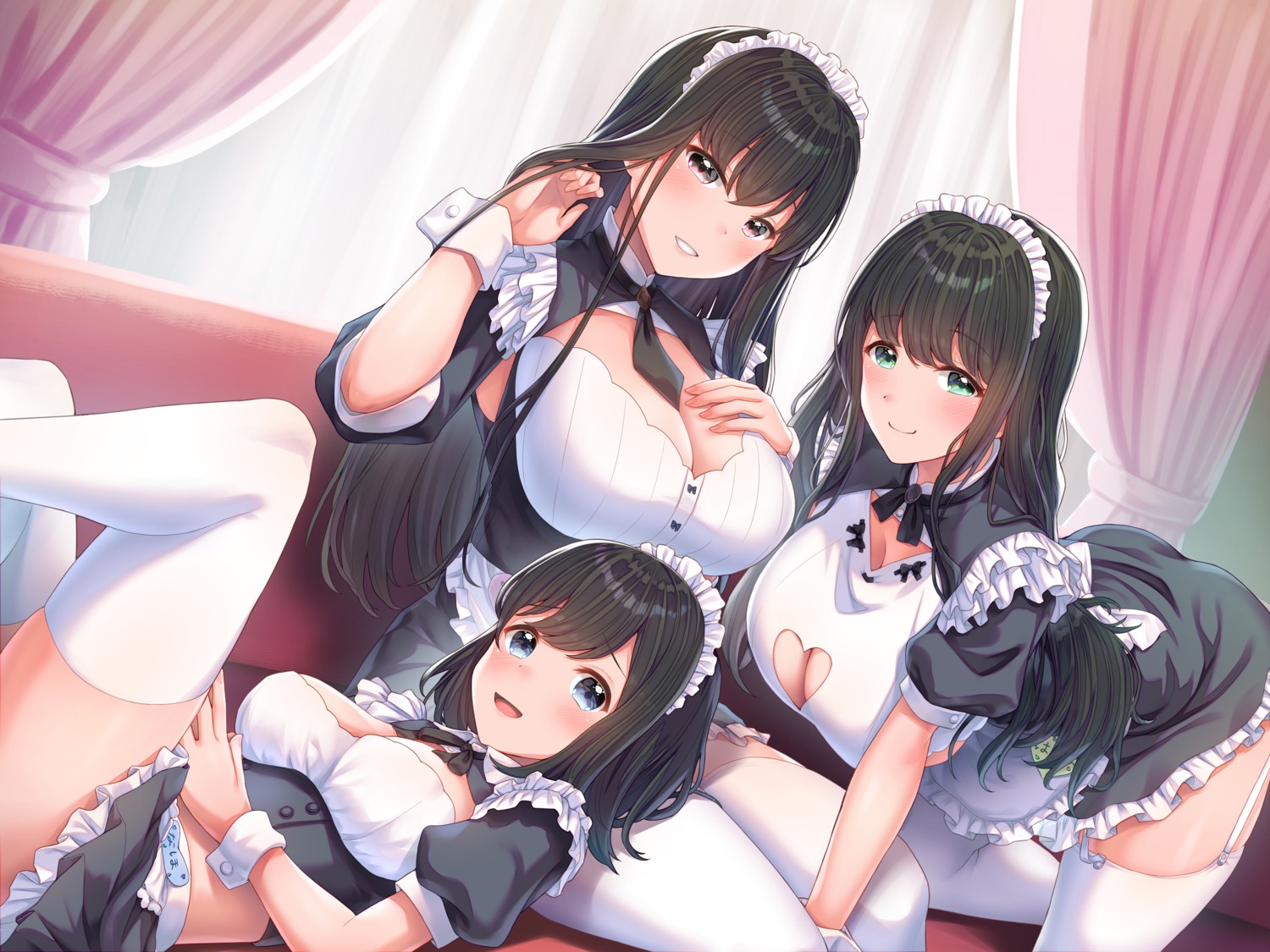 maid no_bra odadadada skirt_lift stockings thighhighs