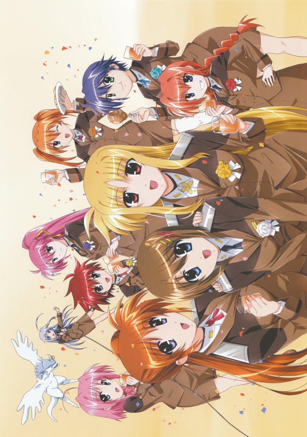 caro_ru_lushe erio_mondial fate_testarossa mahou_shoujo_lyrical_nanoha mahou_shoujo_lyrical_nanoha_strikers okuda_yasuhiro reinforce_zwei signum subaru_nakajima takamachi_nanoha teana_lanster uniform vita yagami_hayate