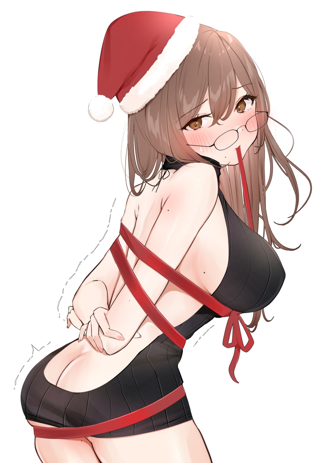 ass bondage christmas megane no_bra nopan sweater uiri-na