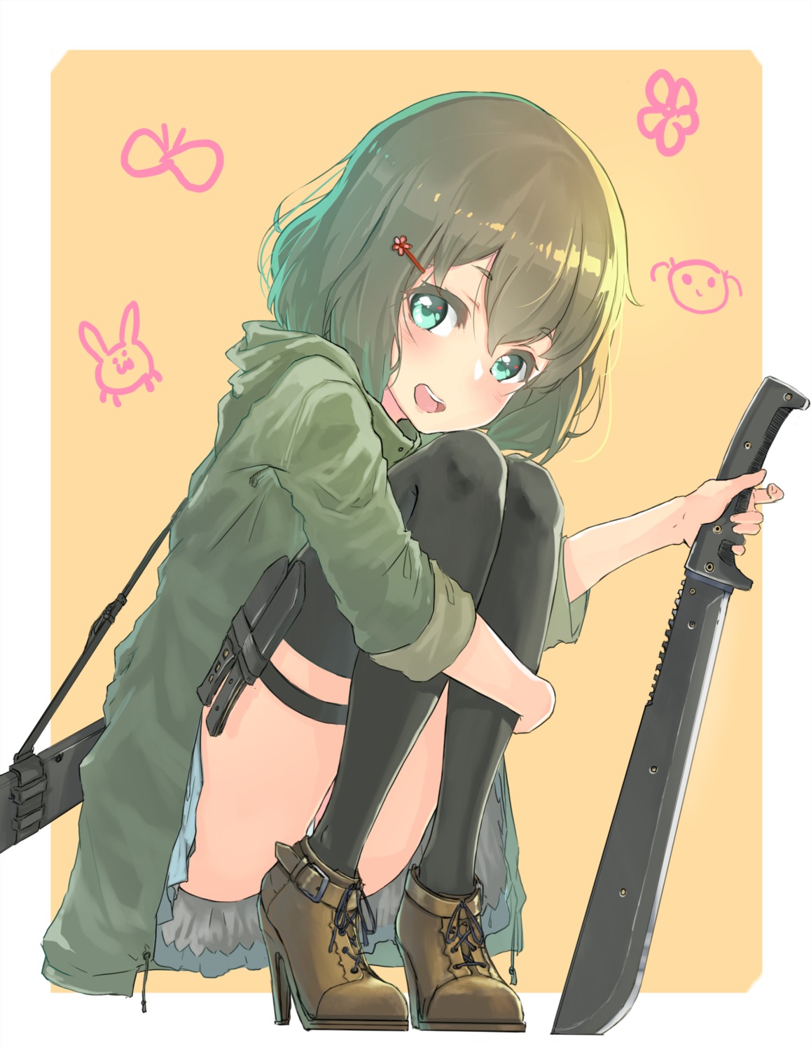 heels oota_youjo pantsu thighhighs weapon