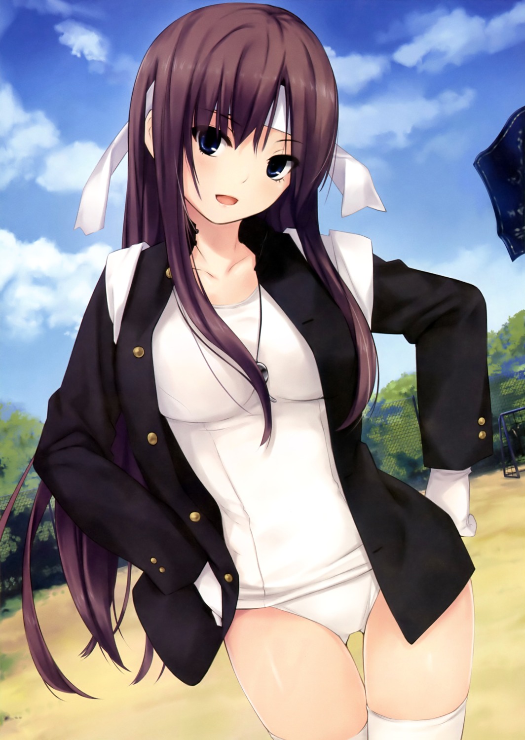 coffee-kizoku school_swimsuit screening seifuku swimsuits thighhighs