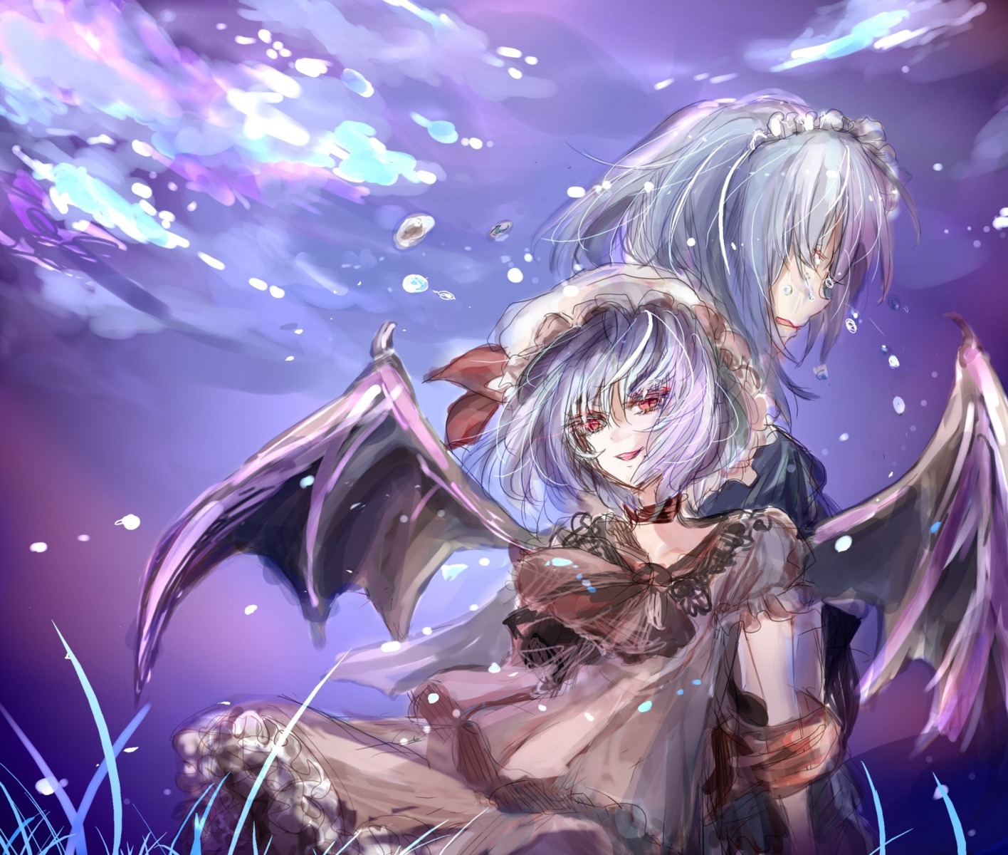 izayoi_sakuya muku0615 remilia_scarlet touhou wings