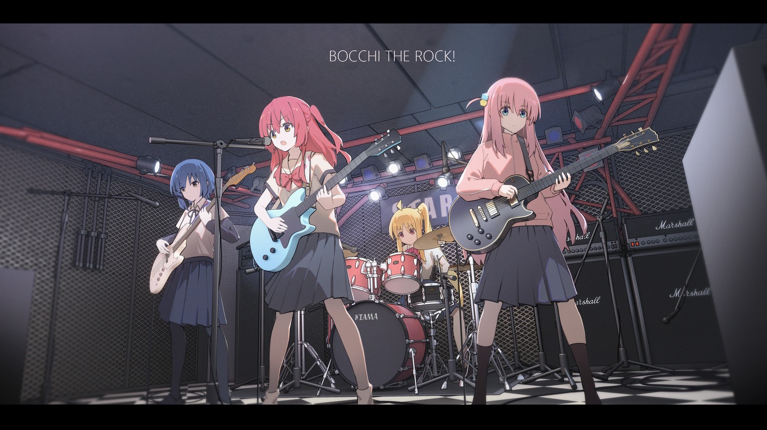 bocchi_the_rock! gotou_hitori guitar gym_uniform ijichi_nijika kita_ikuyo luoxiaofei pantyhose seifuku yamada_ryou