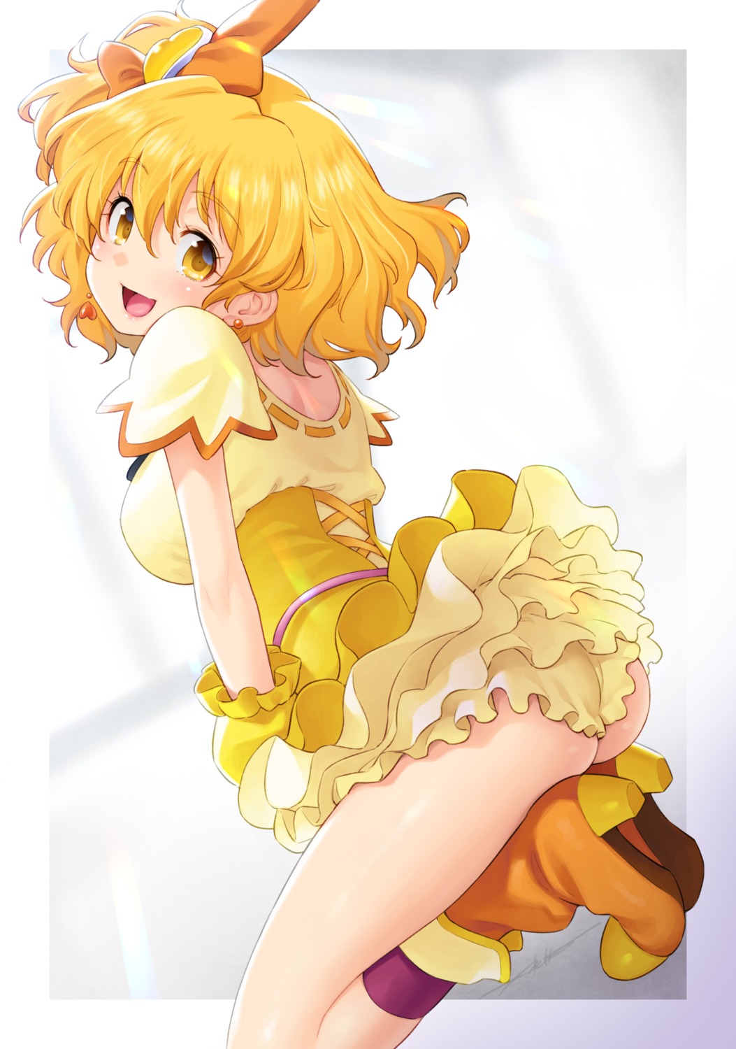 ass fresh_precure! heels kazuma_muramasa precure skirt_lift yamabuki_inori