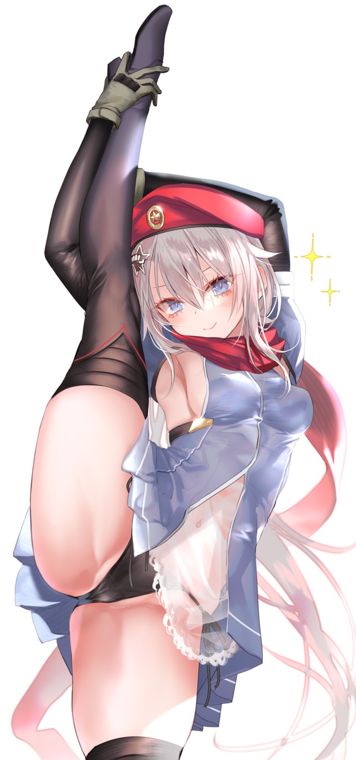 9a-91_(girls_frontline) cameltoe girls_frontline heels pantsu pottsness see_through skirt_lift thighhighs