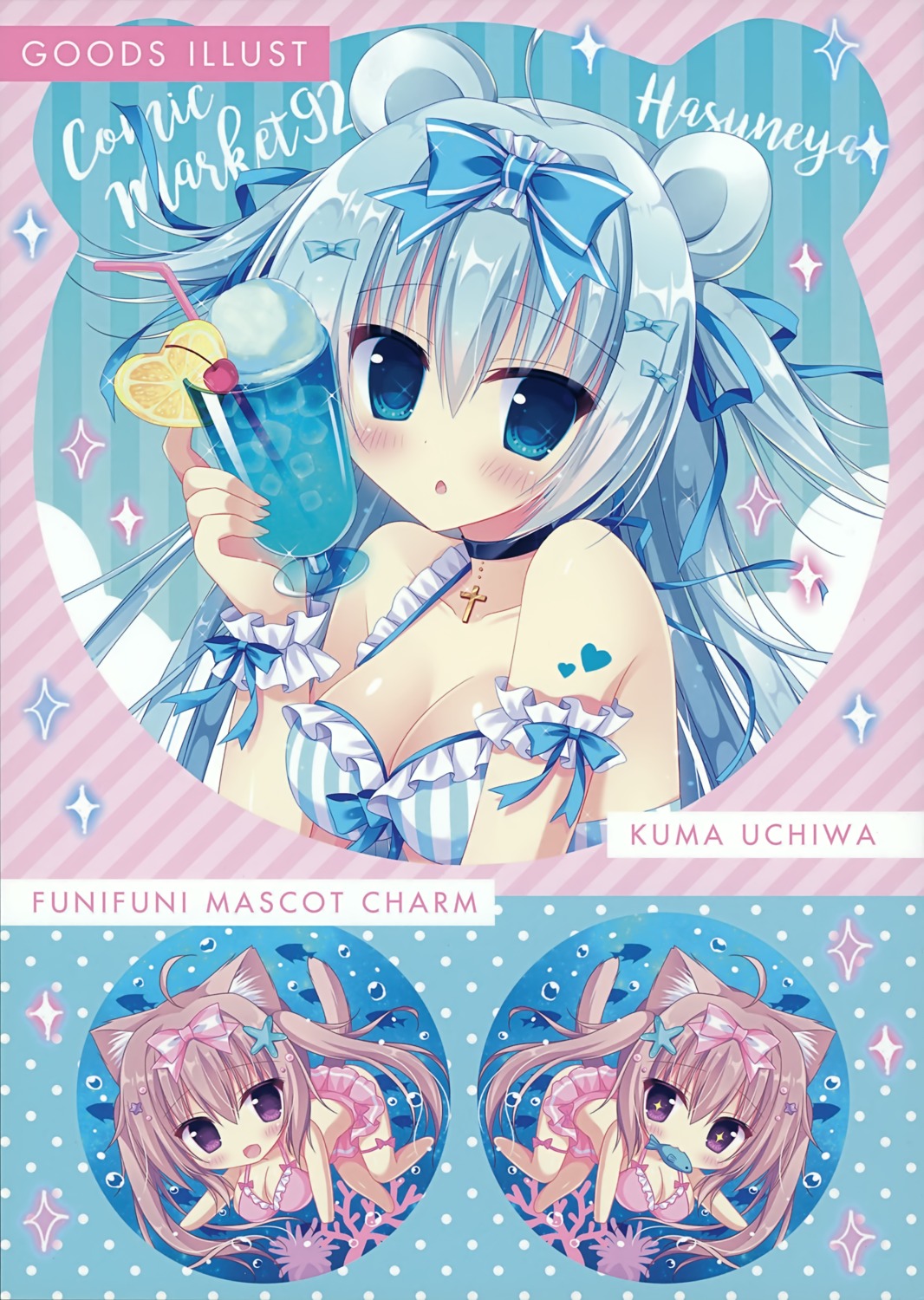 animal_ears bikini bikini_top chibi cleavage hasune hasuneya nekomimi swimsuits