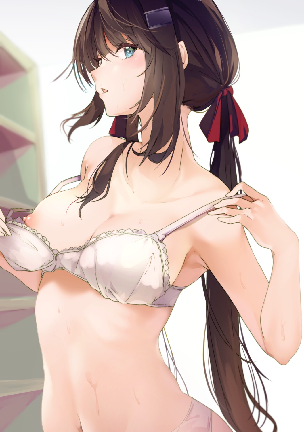 azur_lane bra breasts glasgow_(azur_lane) nipples pantsu suwakana undressing