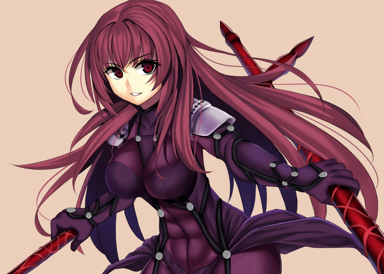 armor bodysuit fate/grand_order nano_(syoutamho) scathach_(fate/grand_order) weapon
