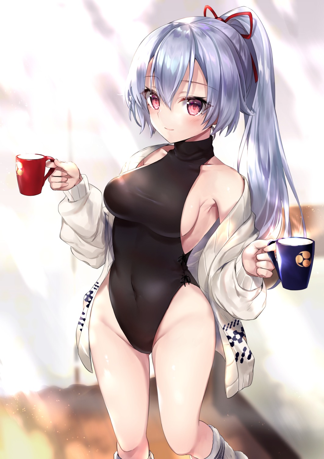 fate/grand_order hane_yuki leotard no_bra sweater tomoe_gozen_(fate/grand_order)