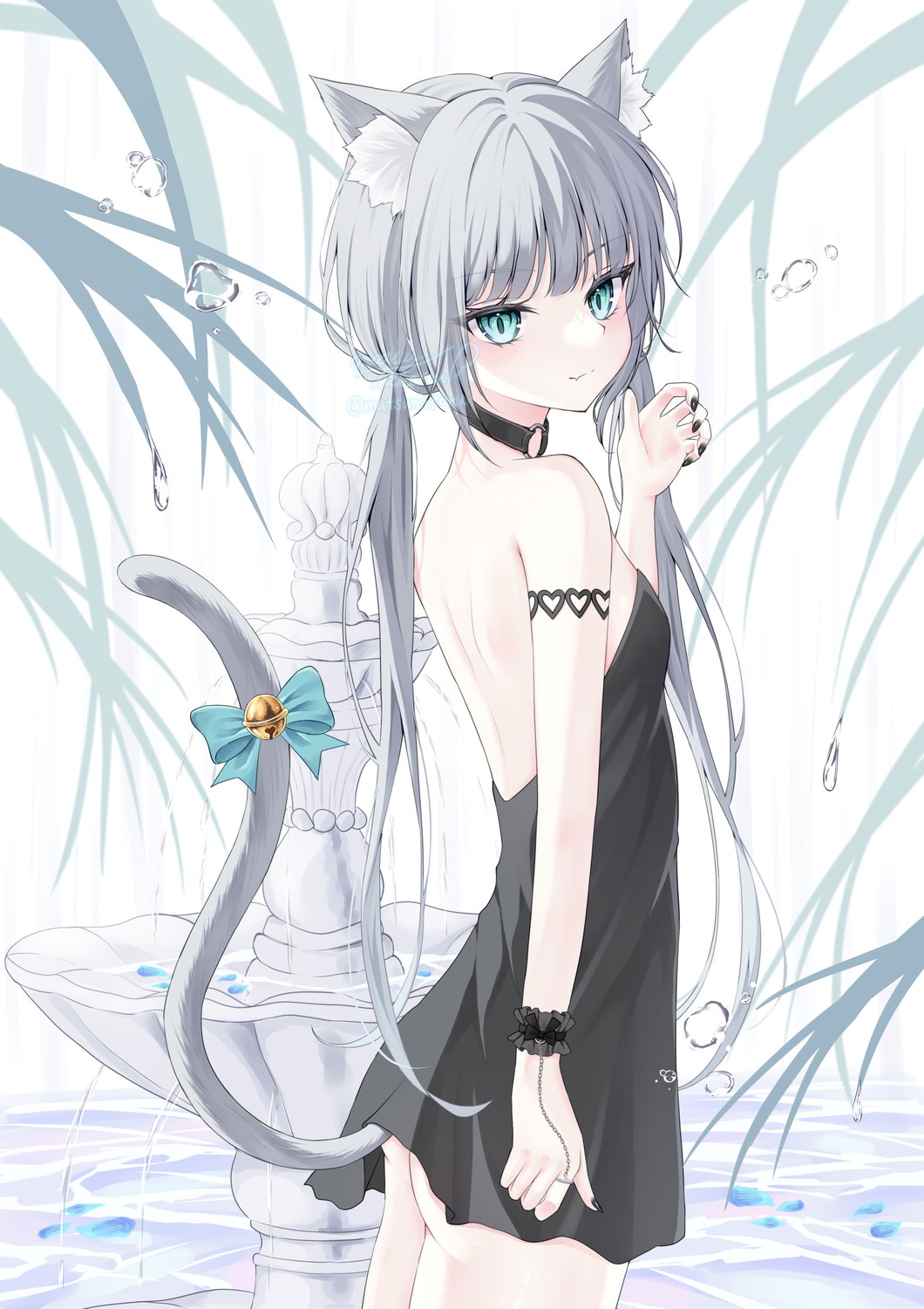 animal_ears ass dress murur_(matsumikoru) nekomimi no_bra tail