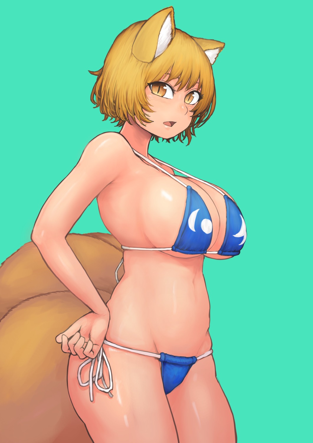 animal_ears bikini chanta kitsune swimsuits tail touhou yakumo_ran