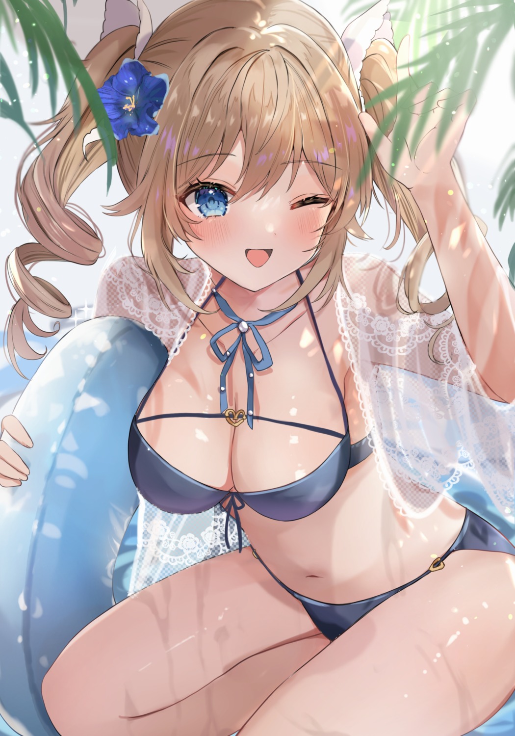 barbara_(genshin_impact) bikini genshin_impact maruro open_shirt see_through swimsuits wet