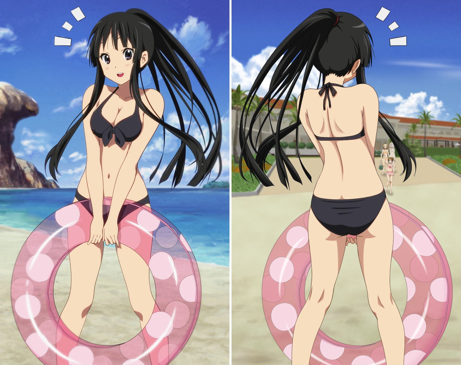 akiyama_mio bikini cleavage hirasawa_yui jpeg_artifacts k-on! kotobuki_tsumugi swimsuits tainaka_ritsu