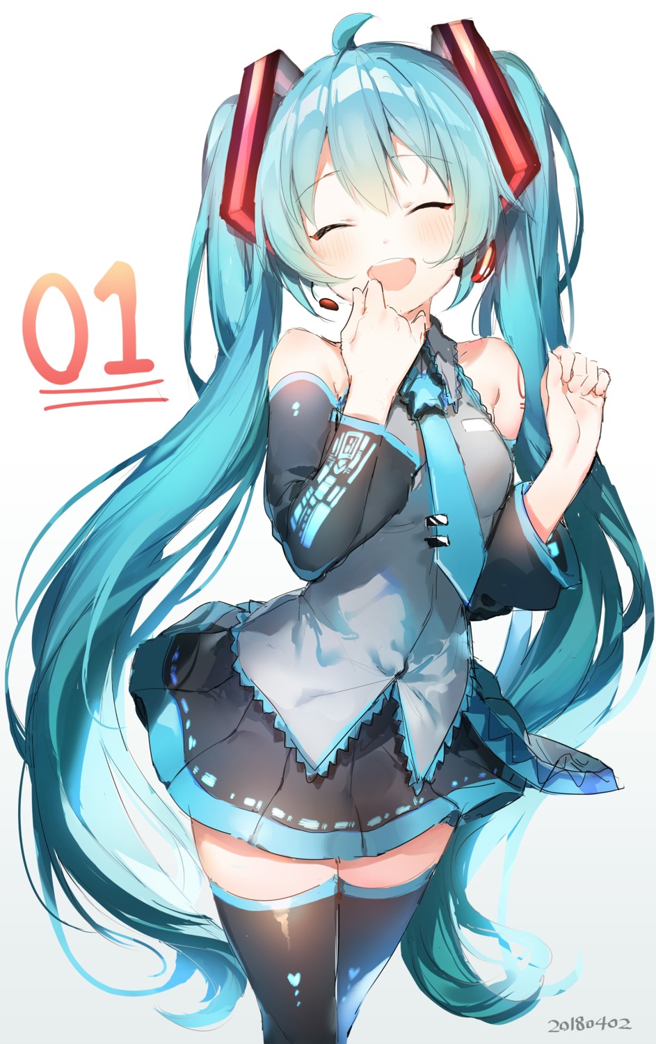 hatsune_miku tattoo thighhighs umibouzu vocaloid