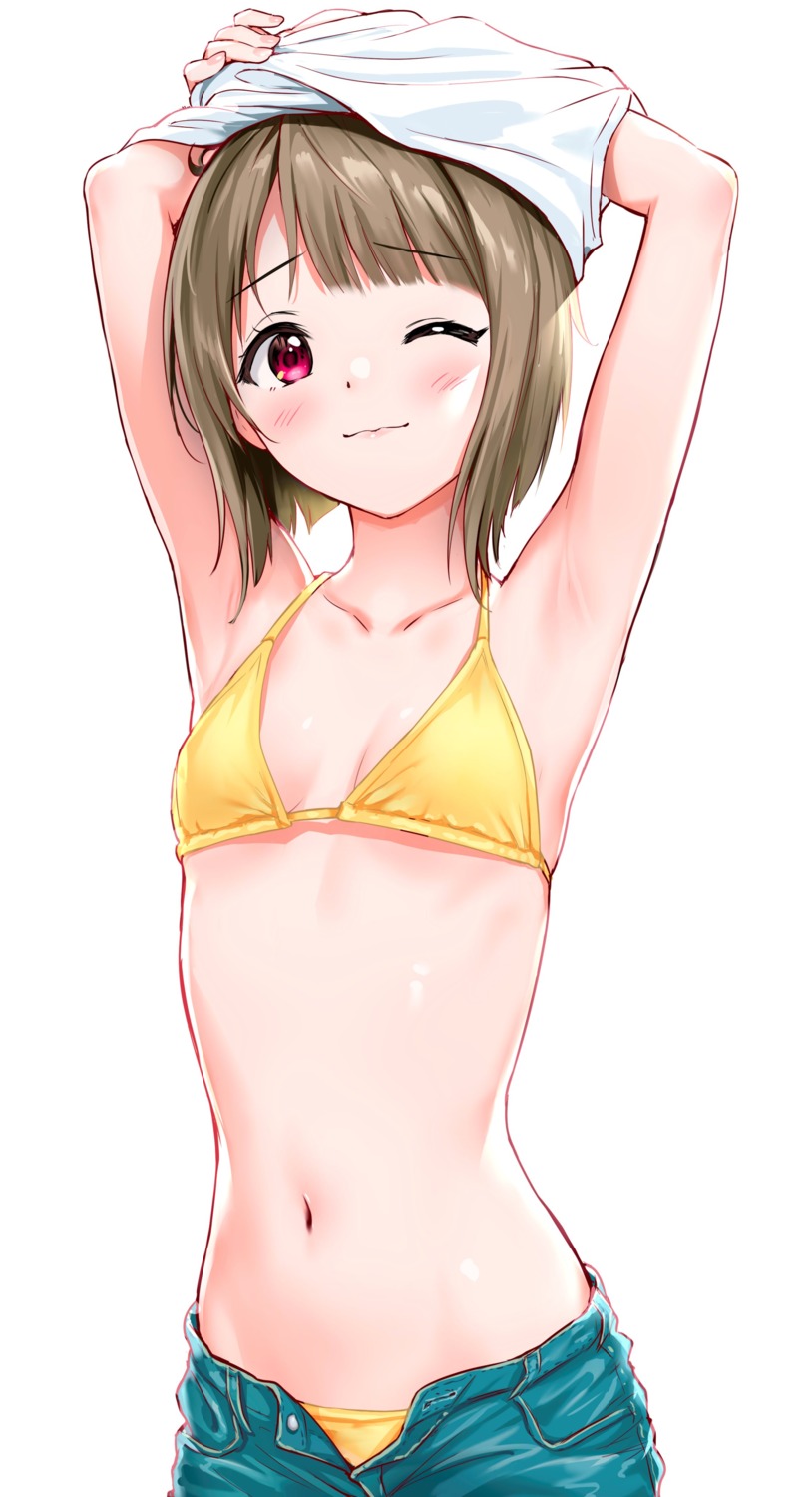 bra love_live!_nijigasaki_high_school_idol_club nakasu_kasumi pantsu sankuro shirt_lift undressing