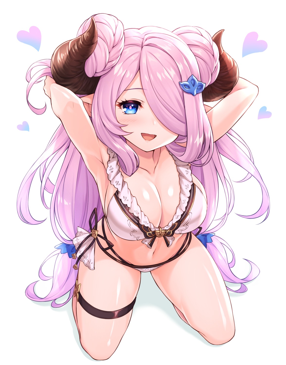 bikini cleavage garter granblue_fantasy horns narumeia_(granblue_fantasy) pointy_ears swimsuits tomo_(tmtm_mf_mf)