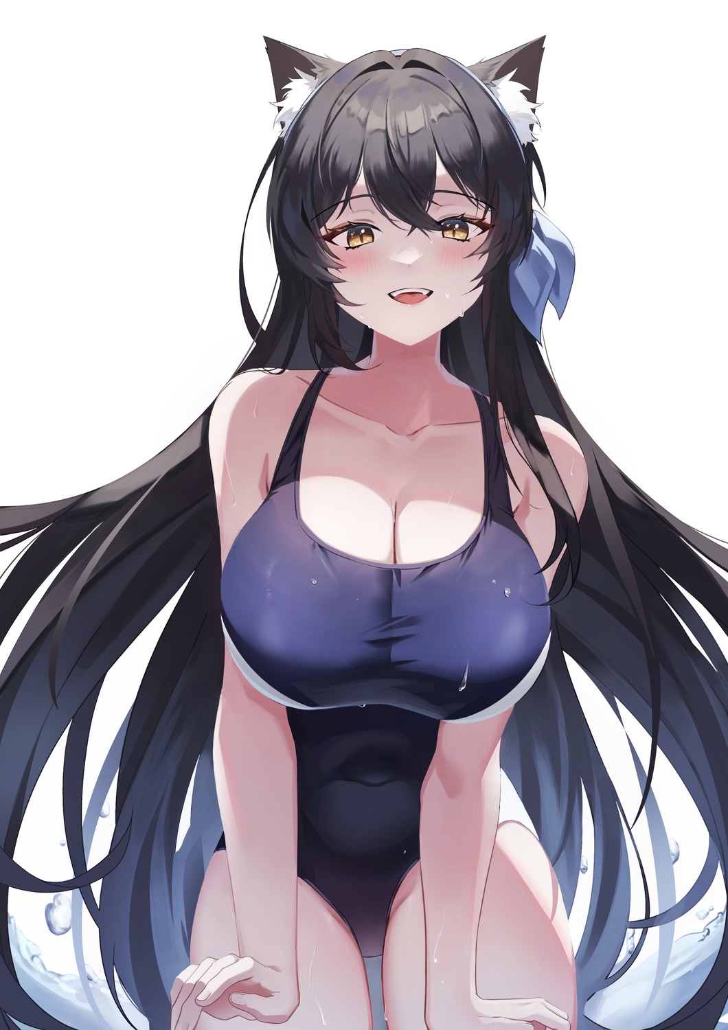 animal_ears cleavage onyu_on swimsuits