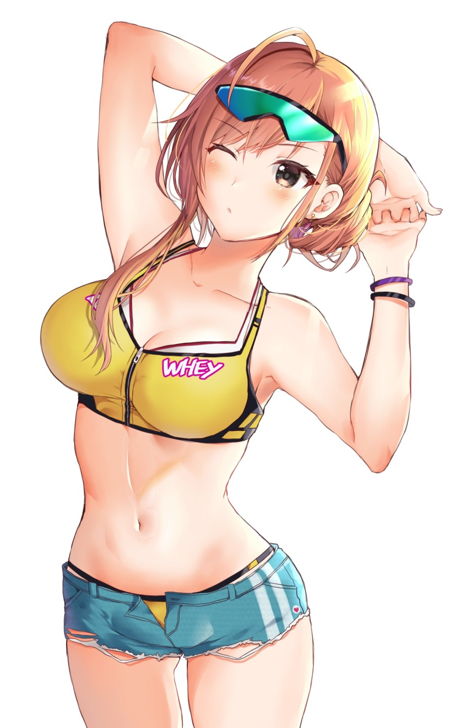 arisugawa_natsuha bikini cleavage megane swimsuits the_idolm@ster the_idolm@ster_shiny_colors torn_clothes yam_(yamap_mako)