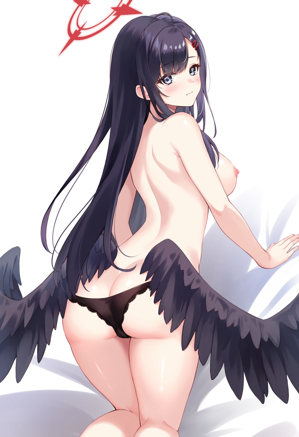 angel ass blue_archive cameltoe nakamasa_ichika nipples pantsu sebu_illust thong topless wings