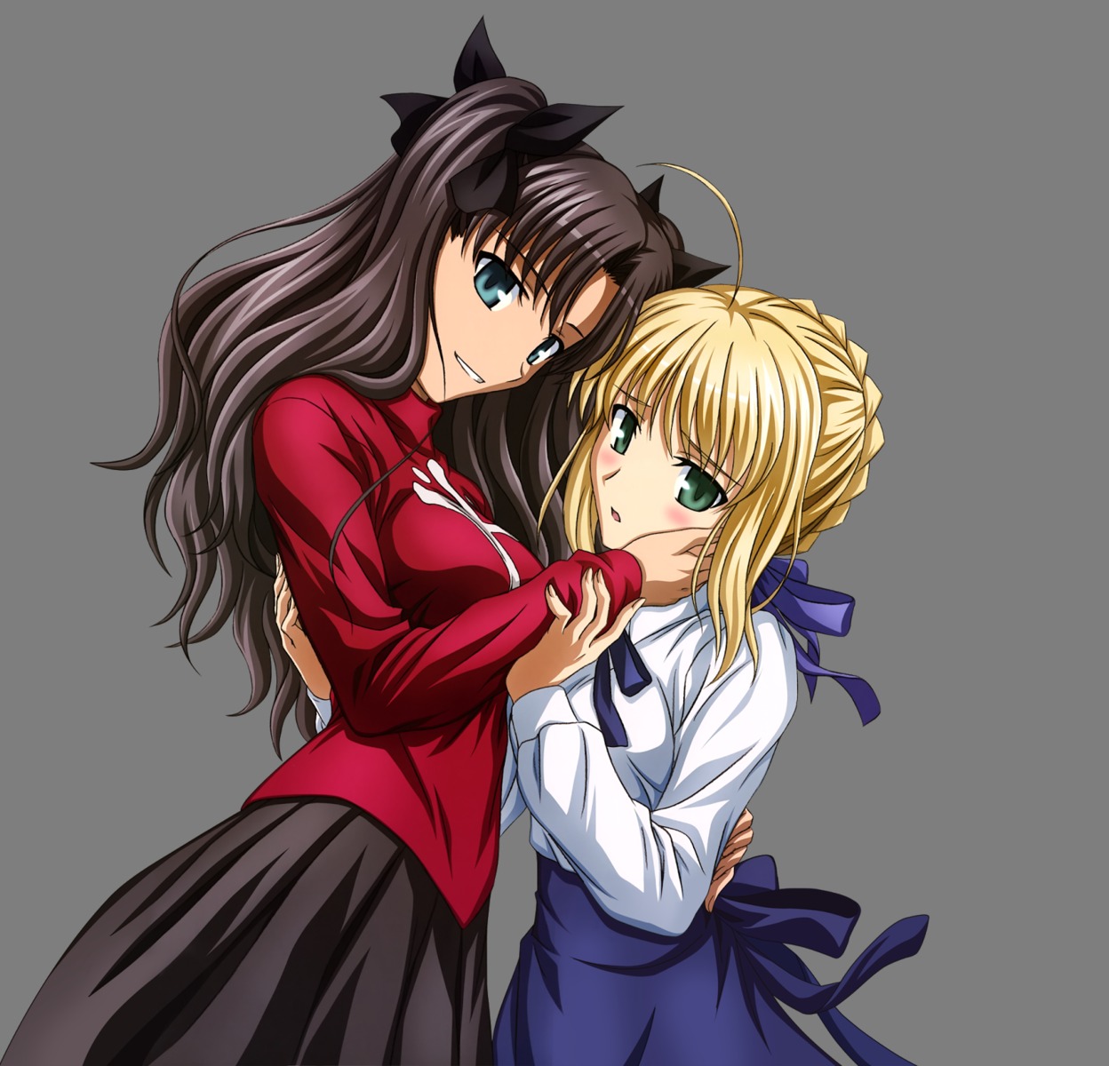 fate/stay_night ishihara_megumi saber toosaka_rin transparent_png