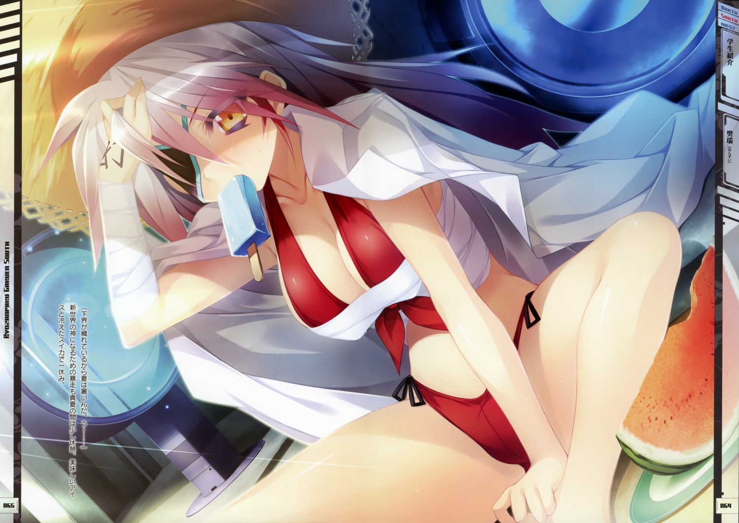 bikini cleavage eyepatch kamitsurugi_ouka nexton sarashi sheets swimsuits