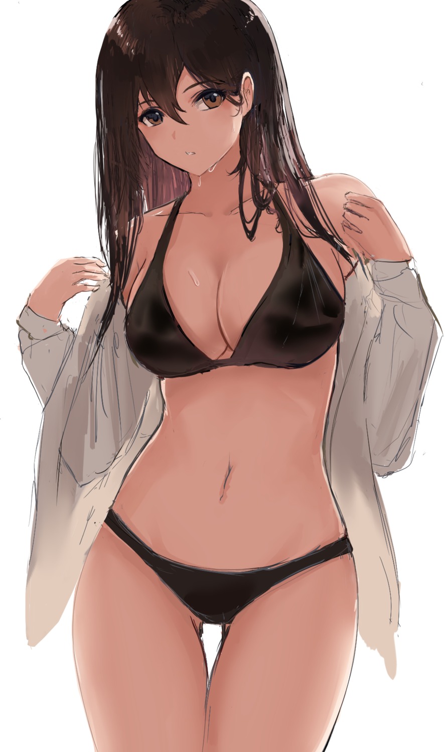 bikini liaowen open_shirt sketch swimsuits