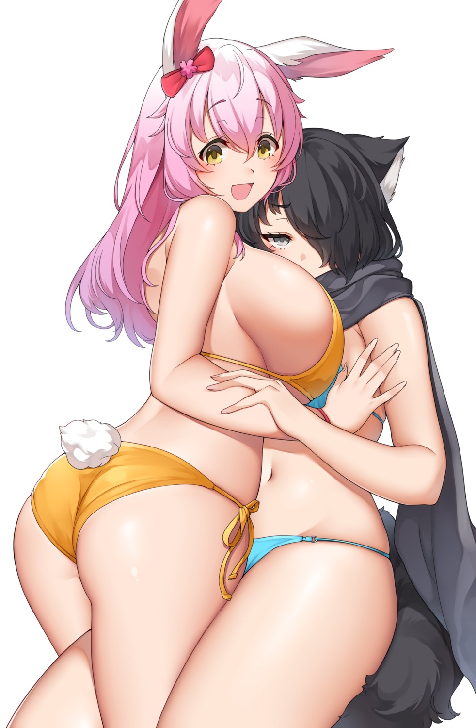 animal_ears ass bikini bunny_ears nekomimi suruga_(xsurugax) swimsuits tail yuri