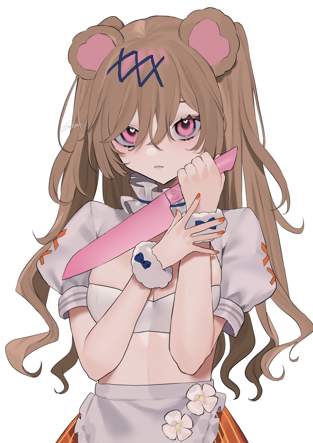 animal_ears bebe_pp breast_hold cleavage weapon