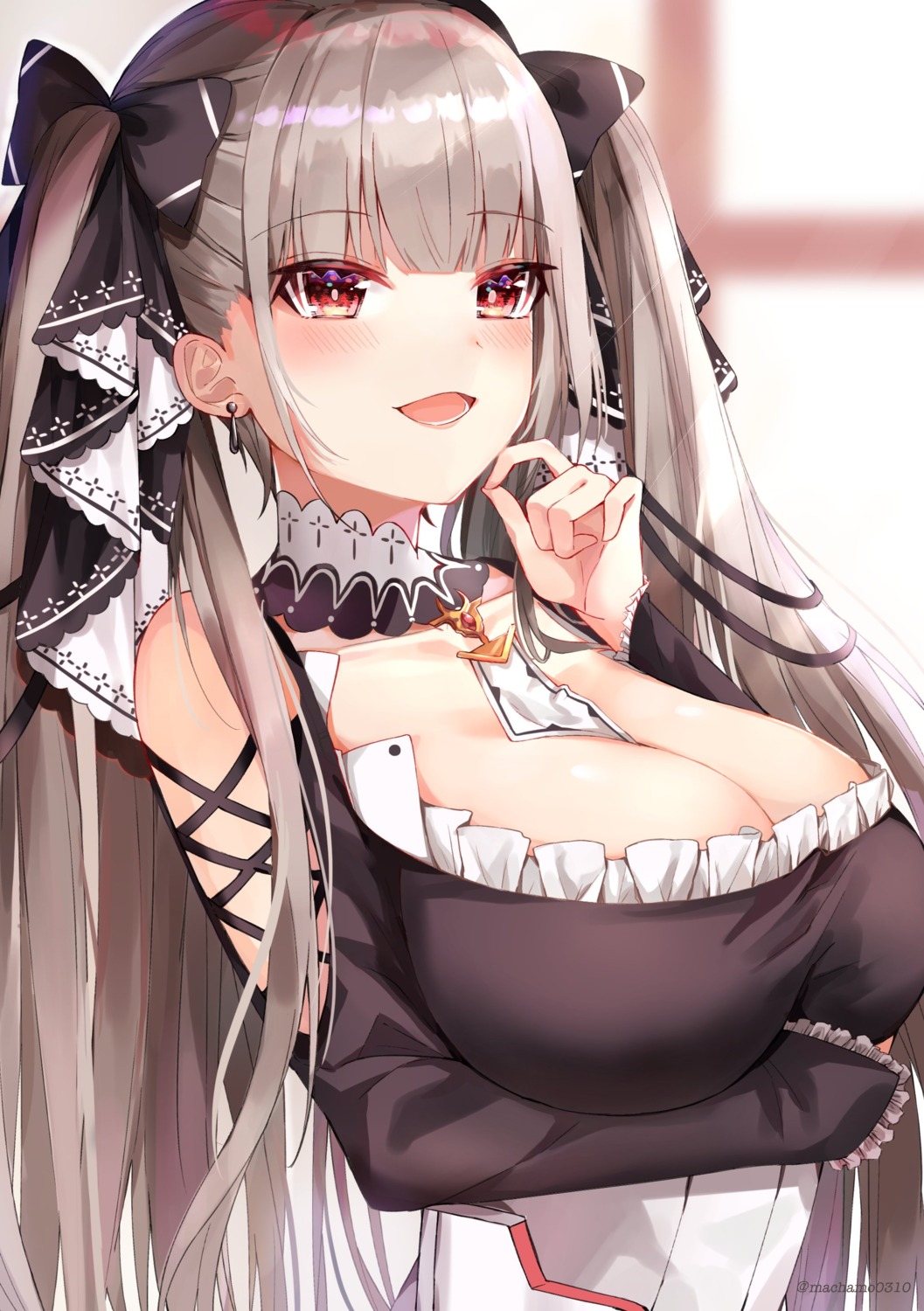 azur_lane breast_hold cleavage formidable_(azur_lane) gothic_lolita lolita_fashion machamochi no_bra