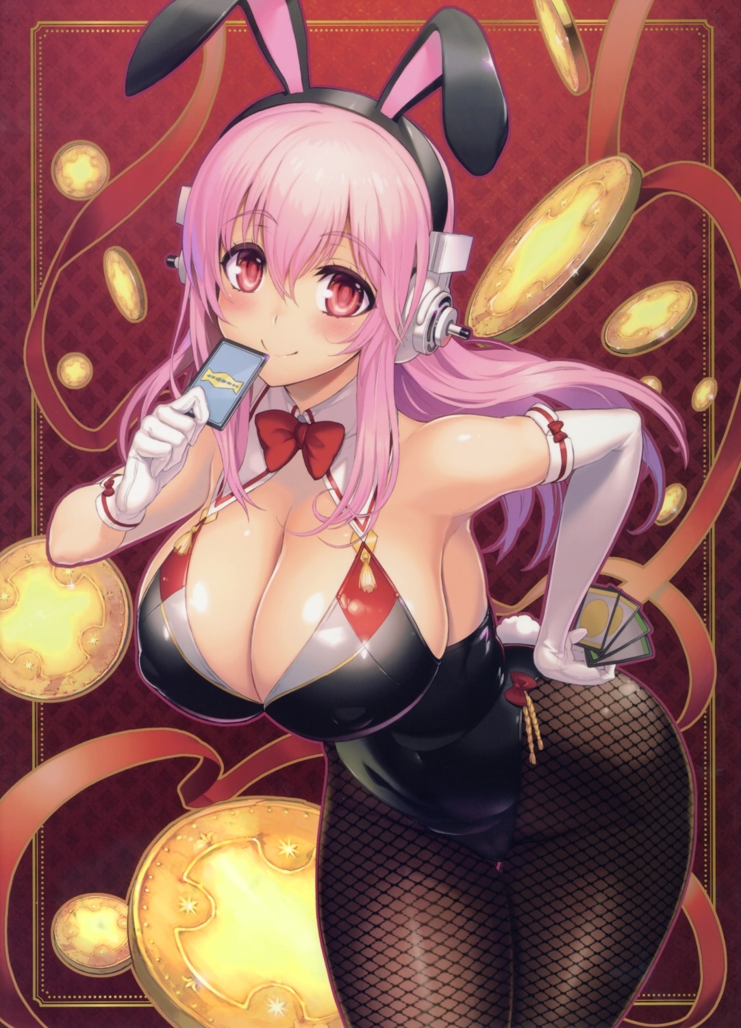 animal_ears bunny_ears bunny_girl cameltoe cleavage erect_nipples fishnets headphones nitroplus no_bra nopan ookuma_nekosuke pantyhose super_sonico tail