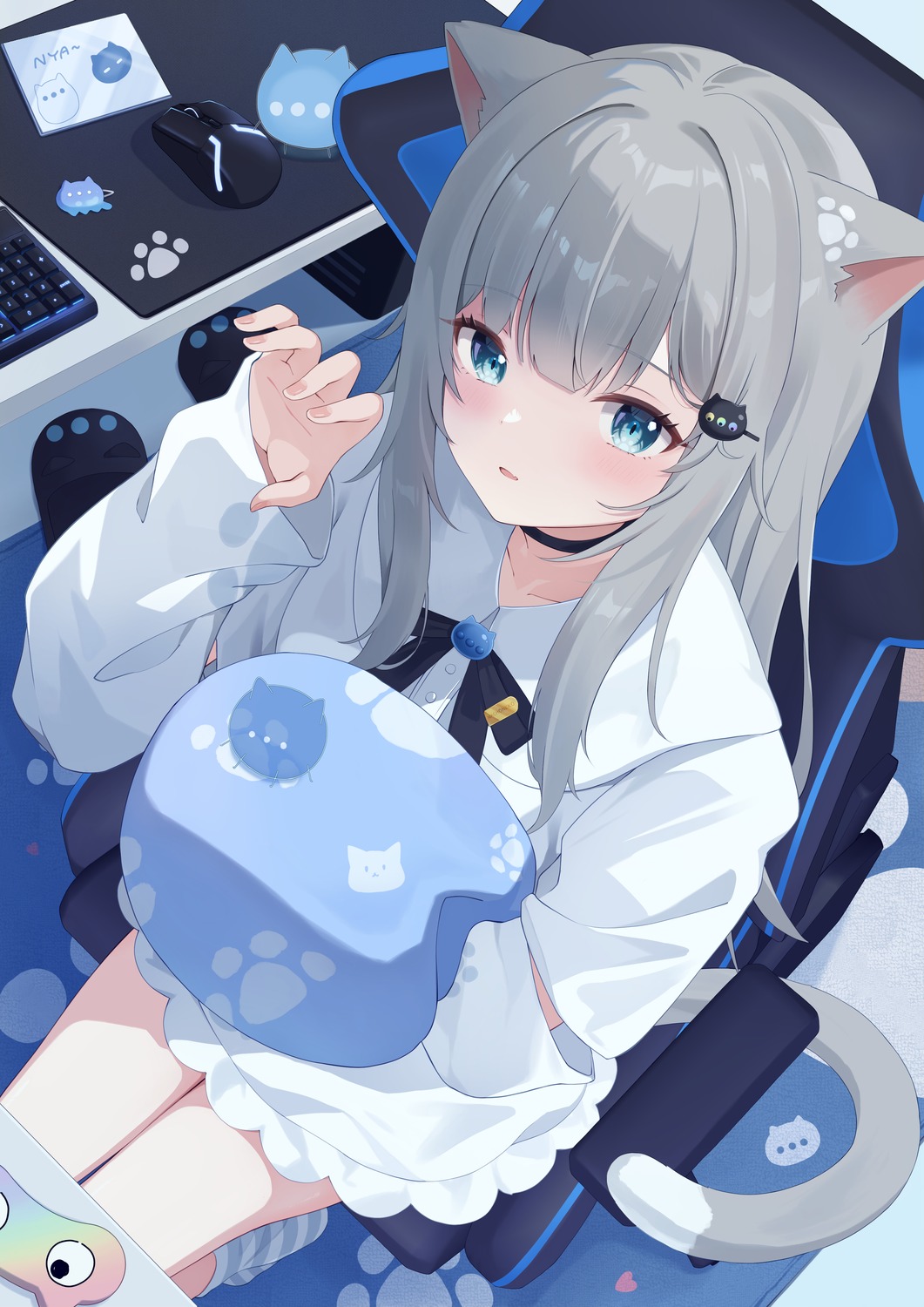 animal_ears indie_virtual_youtuber nacho_(amashiro_natsuki) nekomimi shinshia_(sinsia_0928) tail