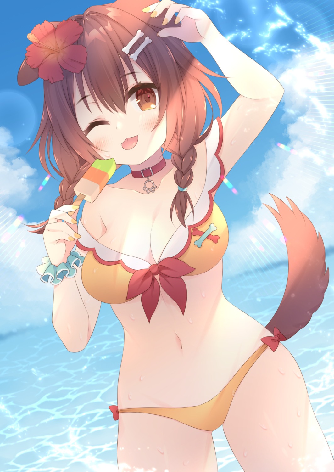 animal_ears bikini hololive hololive_gamers inugami_korone inumimi swimsuits tagme tail wet