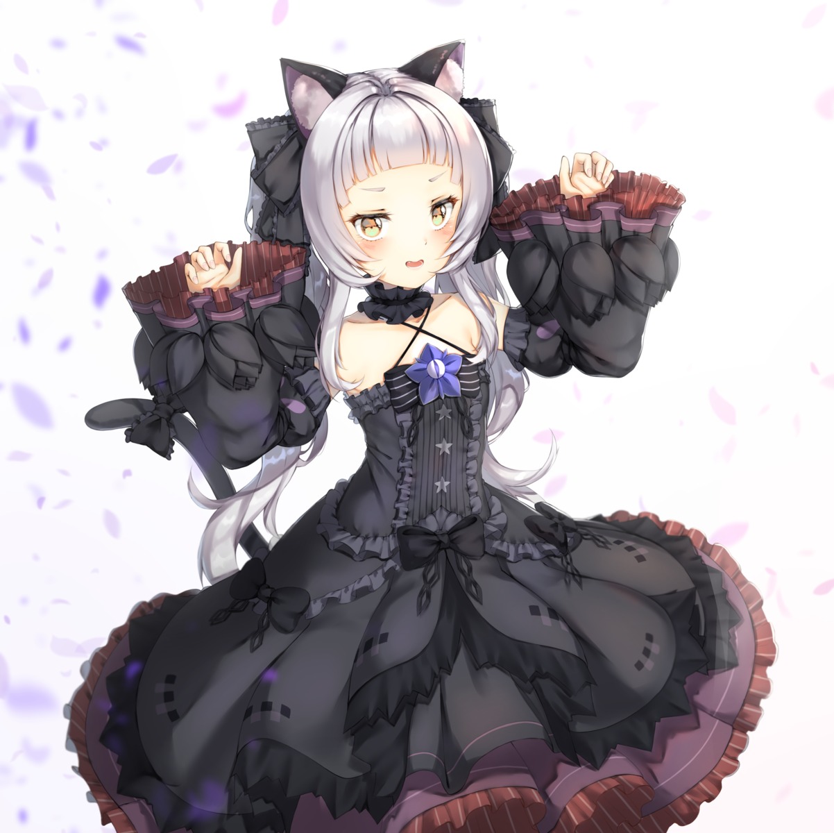 animal_ears dress gothic_lolita hololive ijac_ray lolita_fashion murasaki_shion nekomimi skirt_lift tail